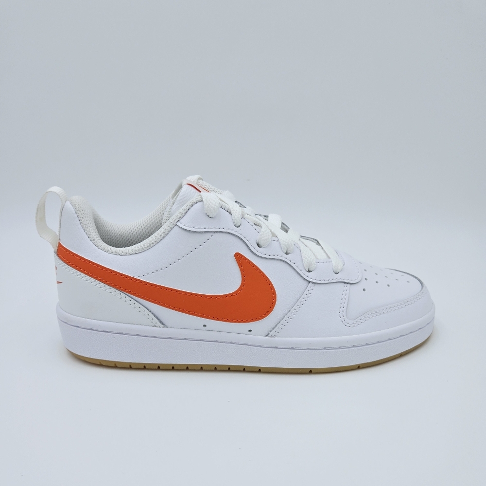 Nike COURT BOROUGH LOW 2 (GS) White/Orange Sneakers BQ5448 114   #C17